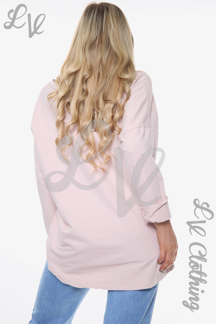 Dames Folie Sterren Paint Splatter Top Roze Eenheidsprijs WAS €13,99 NU €10,49
