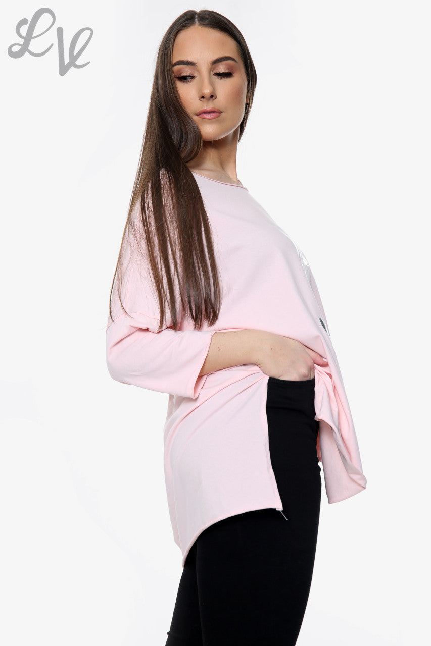 Dames 'We Love Karl' Top met Folieprint Stofroze Stukprijs WAS £5,99 NU £2,99