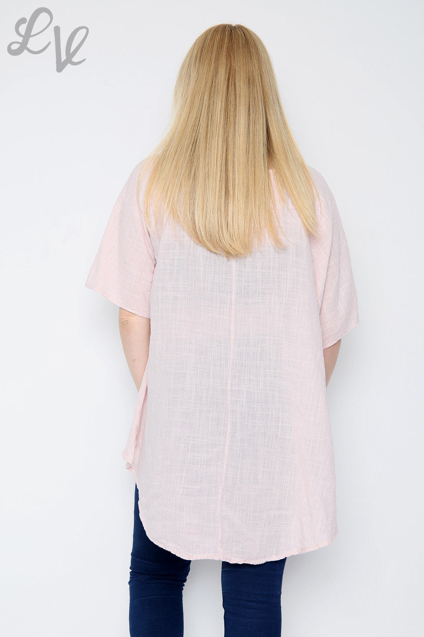 Ladies Foil Star Floaty Top Dusty Pink Unit Price £9.99