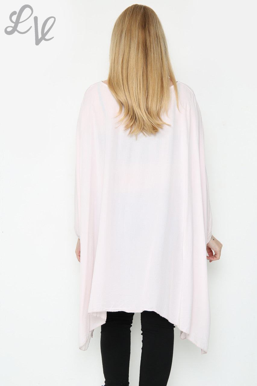 Dames folie top met tulpenprint en wijde pasvorm, oudroze. Eenheidsprijs: £ 11,99