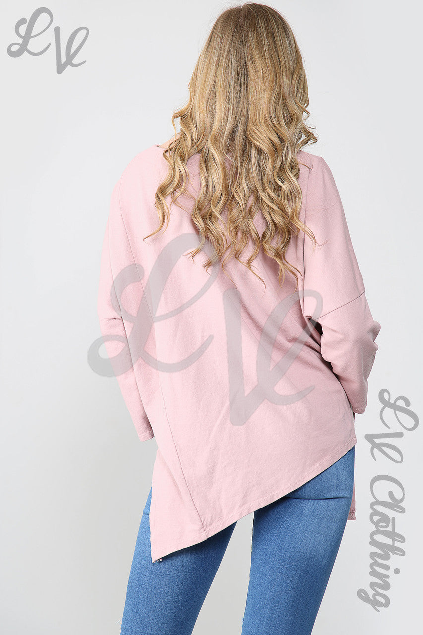 Dames Zilverfolie Ster Oversized Tuniek Top Oudroze - Prijs per stuk £11.99