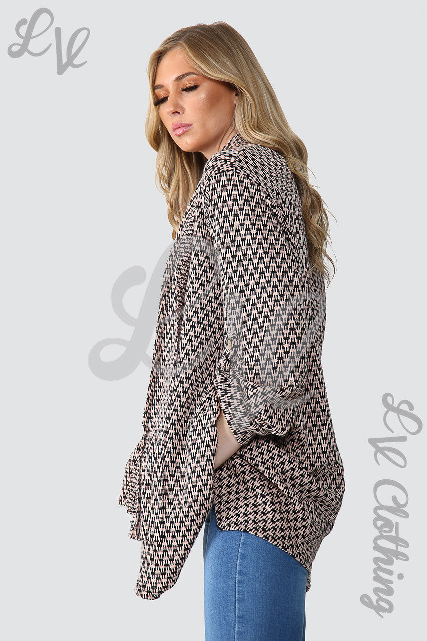 Dameshondentandprint tuniek trui met sjaal Dusty Pink - Eenheidsprijs £15,99