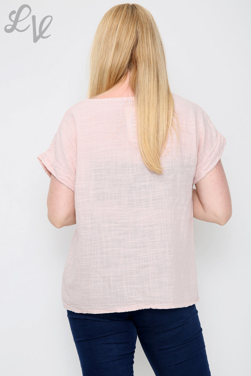 Dames Pailletten Stervormige Top Dusty Roze - Stukprijs £7.99