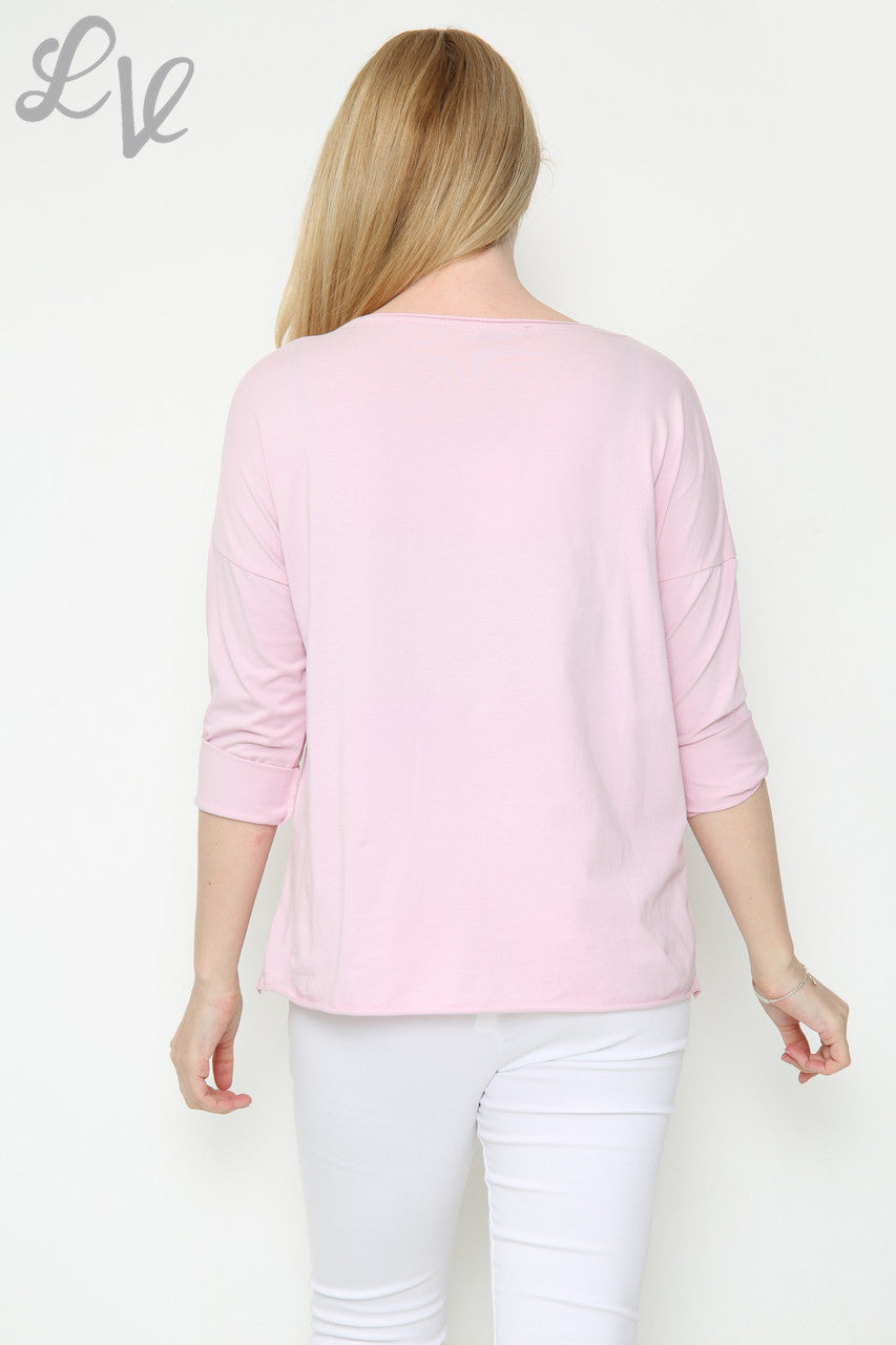Dames Top met Sterrenprint Oudroze Stukprijs € 9,99