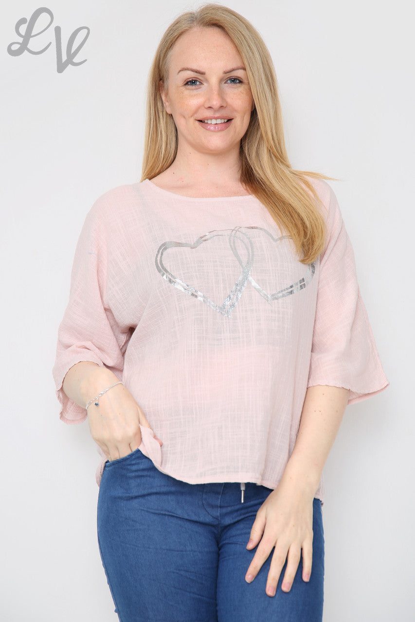 Dames Dubbele Folie Hart Top Oudroze Prijs per stuk € 7,99