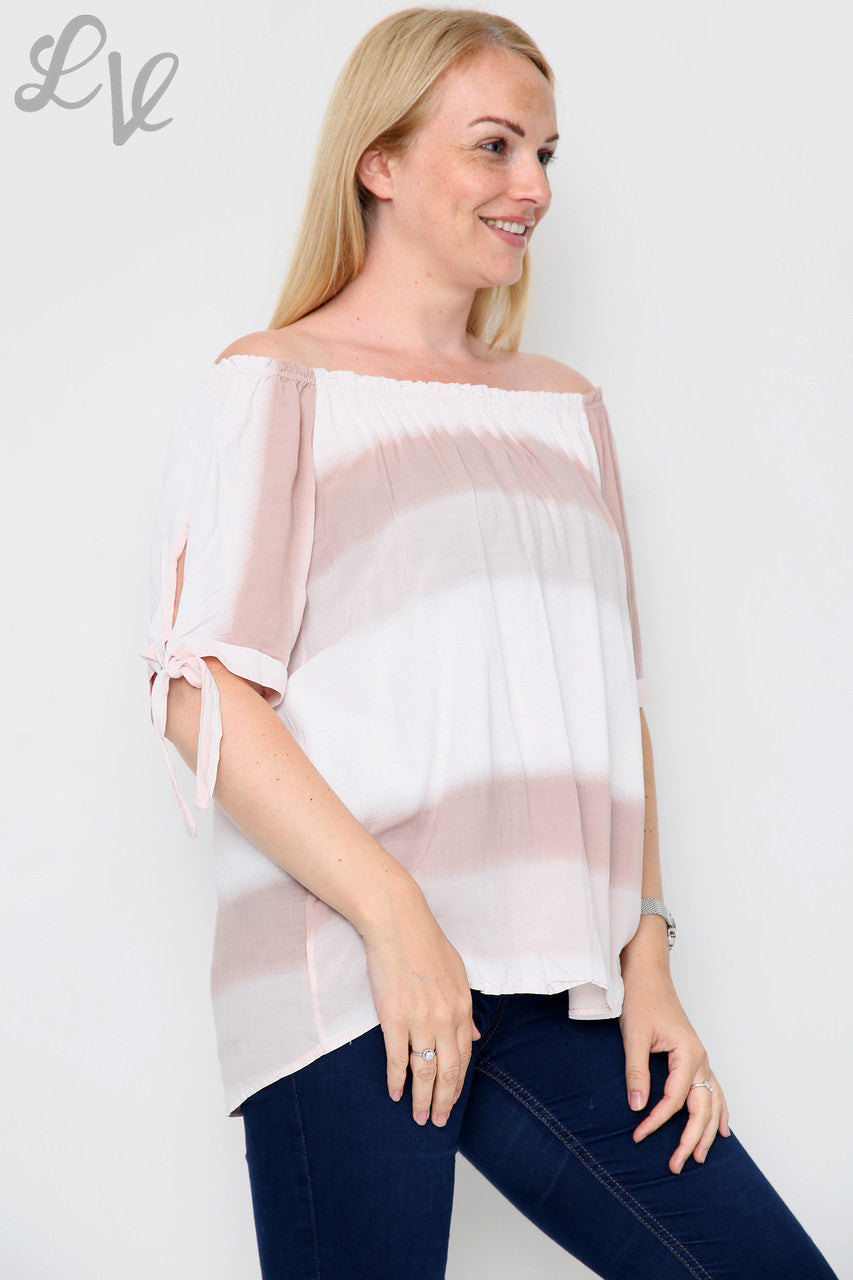 Dames Gypsy Tie Dye Print Top Stoffig Roze - Prijs per stuk £9,99
