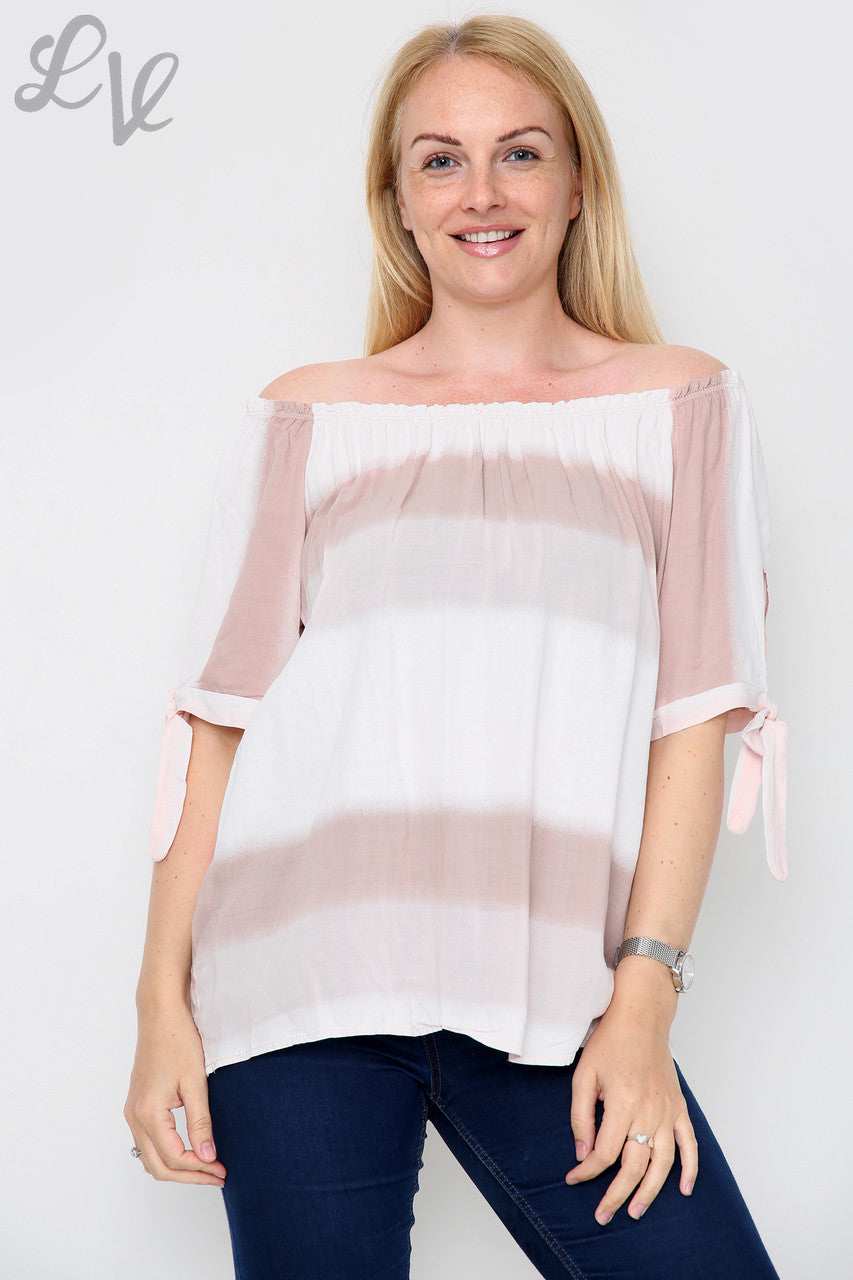 Dames Gypsy Tie Dye Print Top Stoffig Roze - Prijs per stuk £9,99