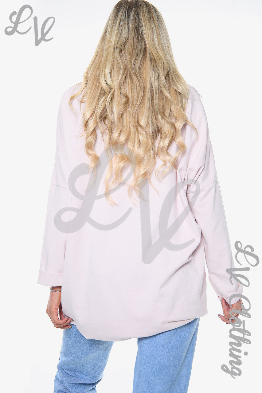 Dames Diamante Love Heart Sweatshirt Top Stoffig Roze Stukprijs WAS £13,99 NU £6,99