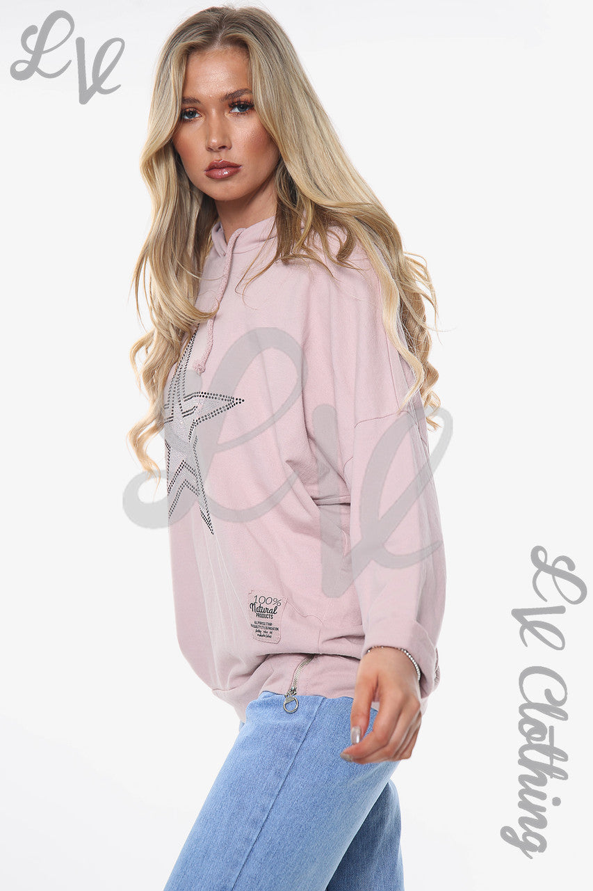 Dames Diamante Ster Capuchontrui Dusty Roze Prijs per stuk WAS £13,99 NU £6,99