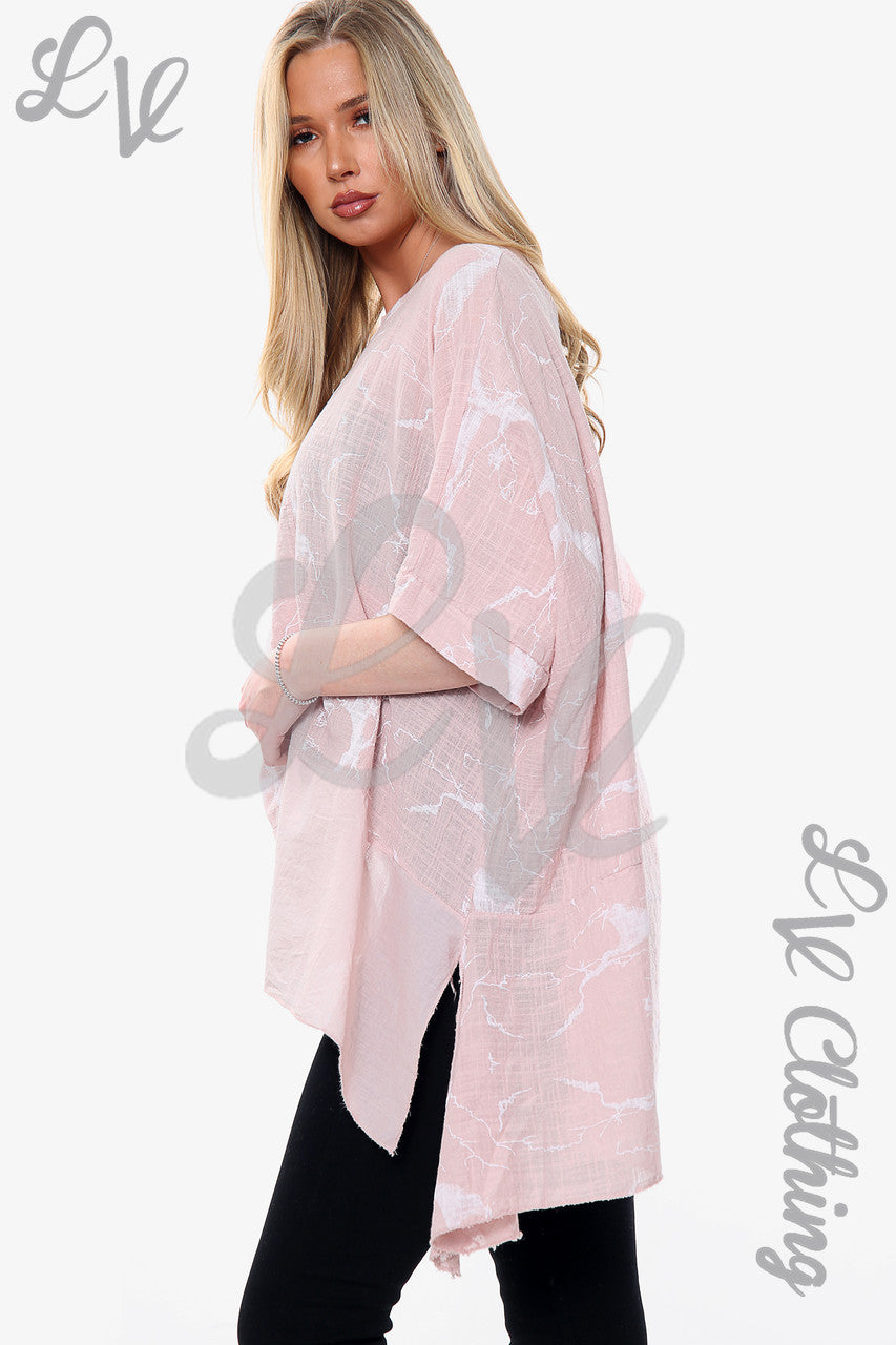 Ladies Marble Effect Print Top Dusty Pink Unit Price £10.99