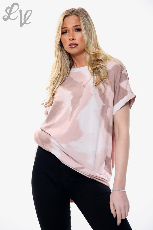 Ladies Watercolour Print Top Dusty Pink Unit Price £8.99