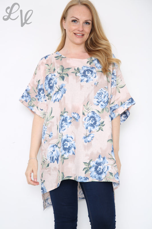 Ladies Flowers Stem Print Top Dusty Pink Unit Price £12.99