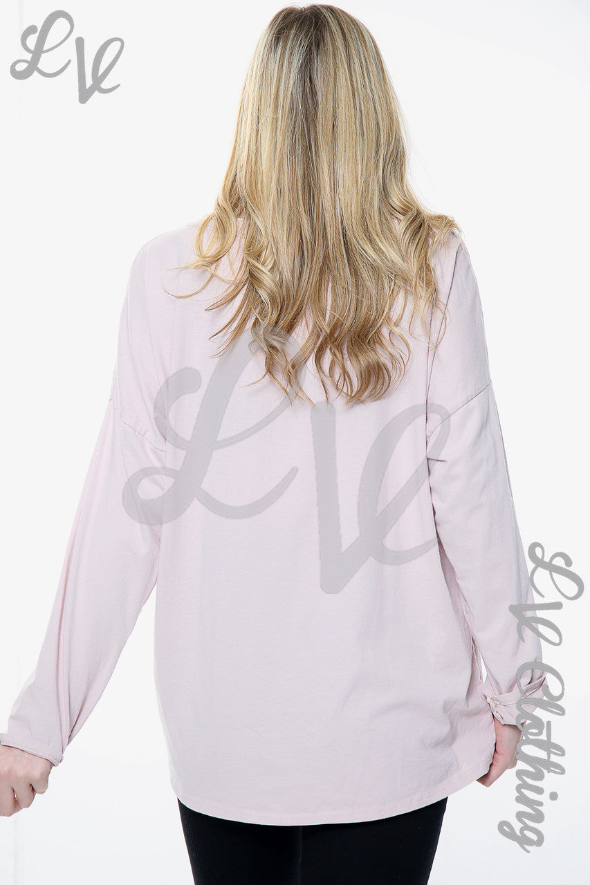 Ladies Sequin Embroidered Pocket Top Dusty Pink Unit Price WAS £10.99 NOW £5.49