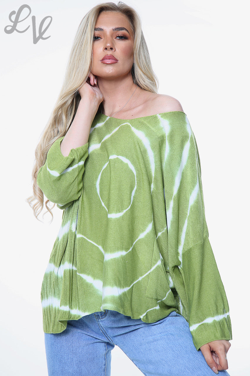Dames Tie Dye Fijngebreide Top Groen Stukprijs € 14,99