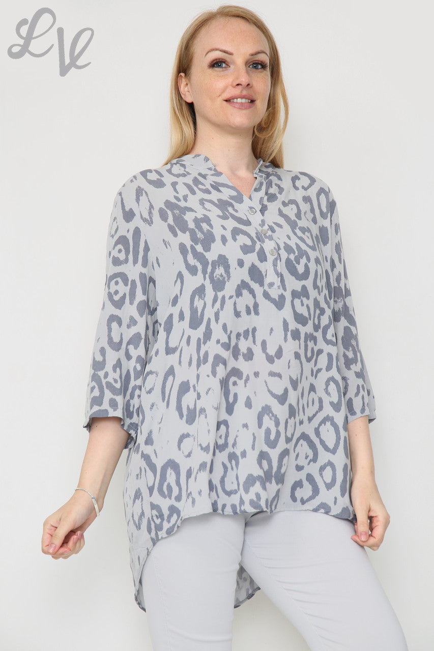 Dames Blouse met dierenprint Grijs Prijs per eenheid €8,99