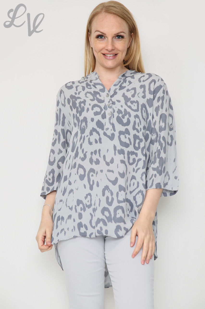 Dames Blouse met dierenprint Grijs Prijs per eenheid €8,99