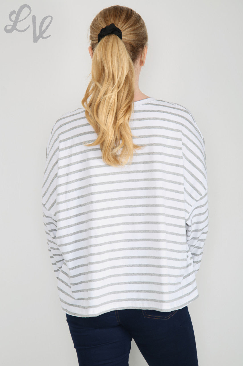 Dames Mademoiselle Gestreepte Top Grijs Stukprijs € 9,99