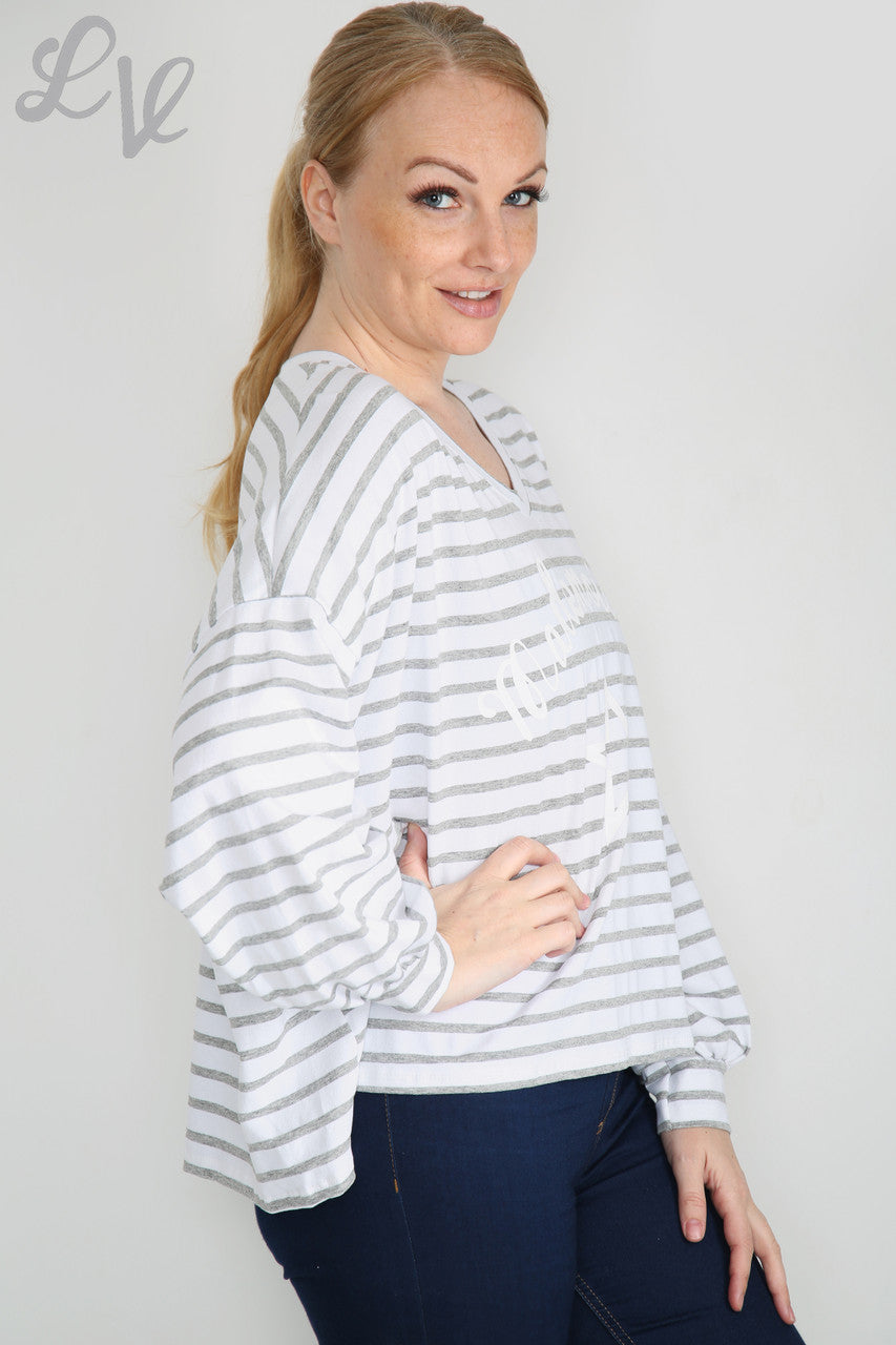 Dames Mademoiselle Gestreepte Top Grijs Stukprijs € 9,99