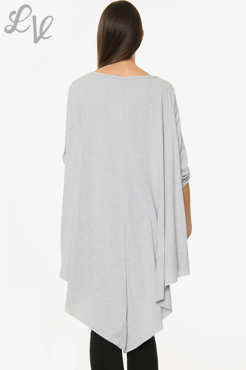 Ladies Plain Asymmetrical Top Grey Unit Price £9.99