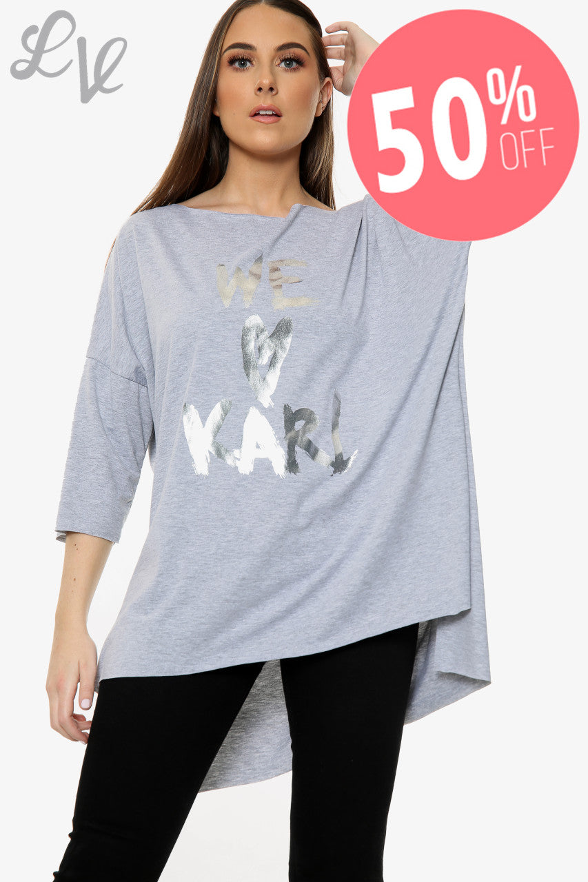 Dames 'We Love Karl' Top met folieprint Grijs Stukprijs WAS €5,99 NU €2,99
