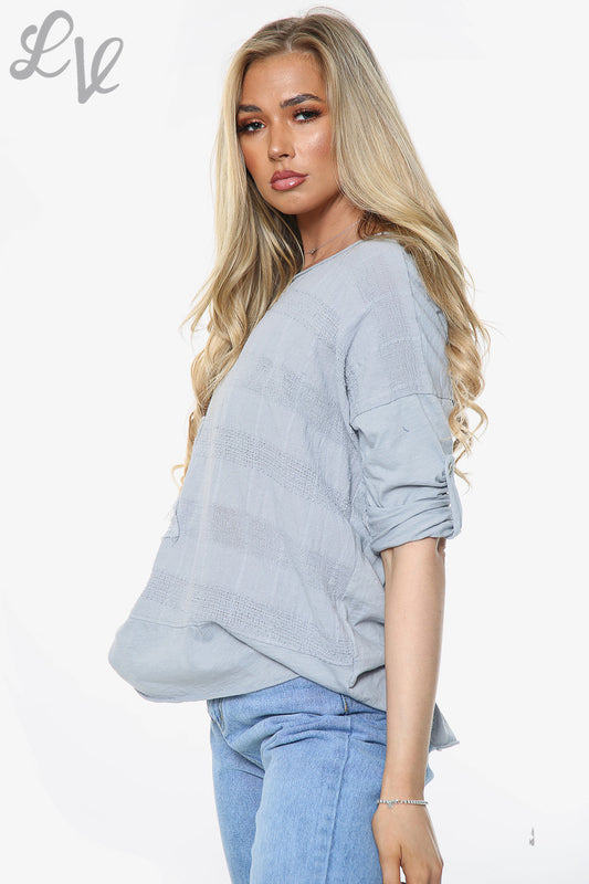 Ladies Sequin Star Detail Top Grey Unit Price £8.99