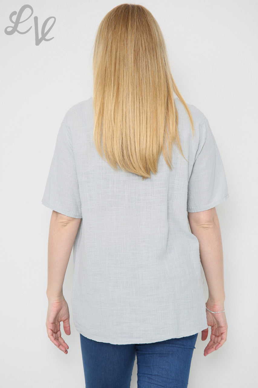 Dames Top met Sterrenpailletten Grijs Stukprijs €8,99