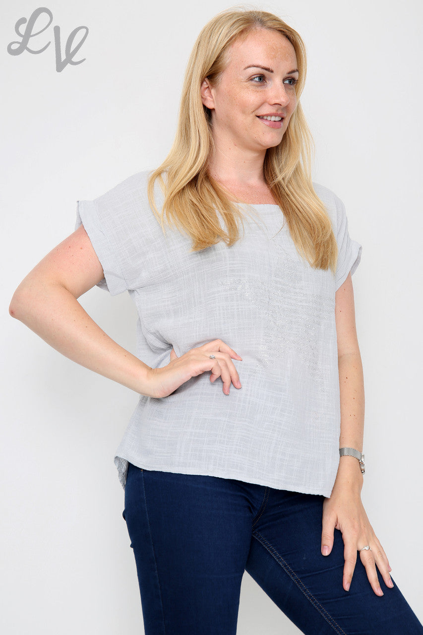 Dames Pailletten Stervormige Top Grijs - Prijs per stuk £7,99