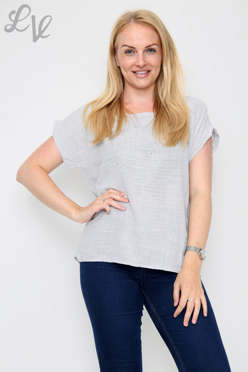Dames Pailletten Stervormige Top Grijs - Prijs per stuk £7,99