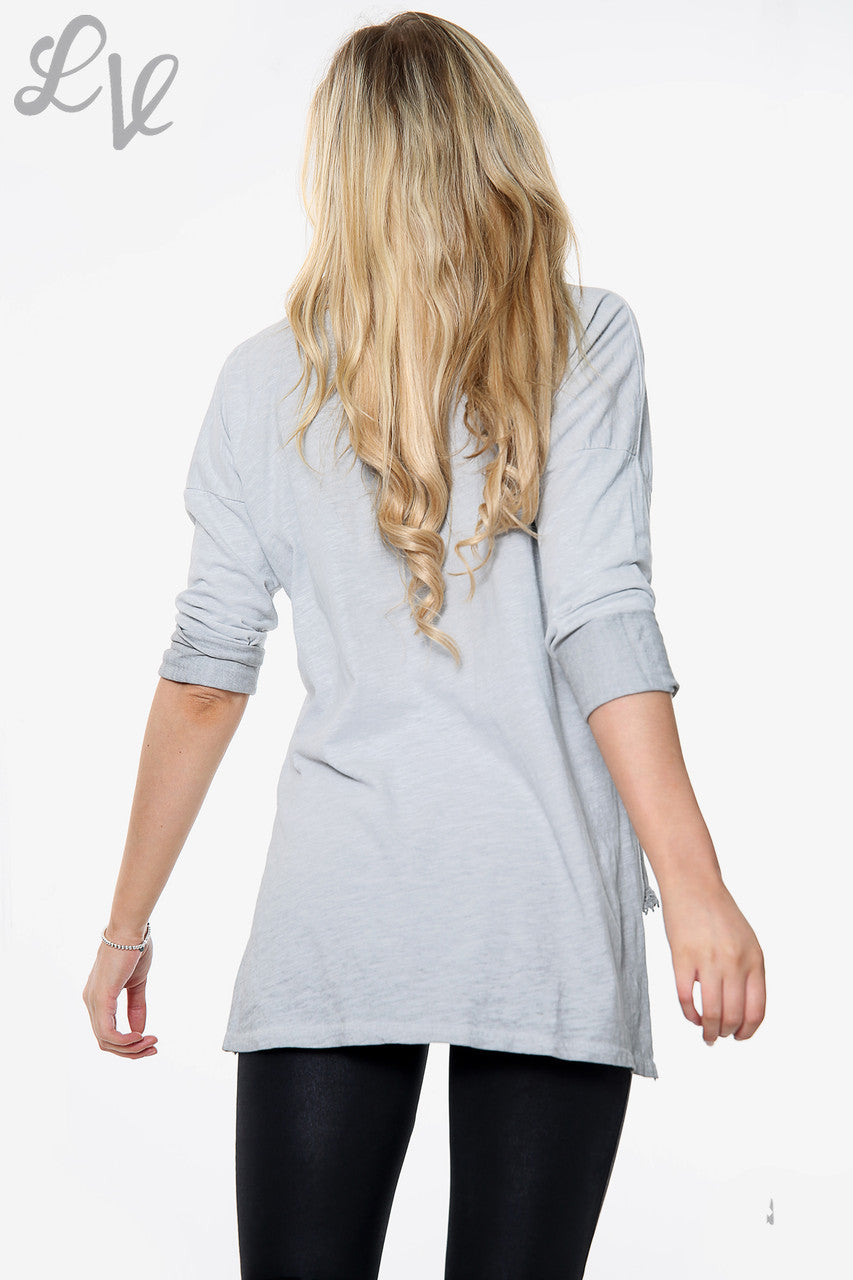 Ladies Flower Detail Top Grey Unit Price WAS £10.99 NOW £5.49