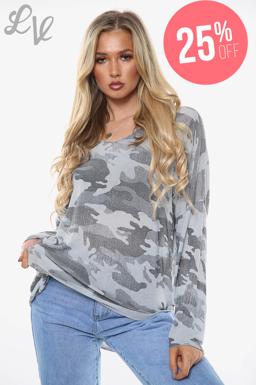 Dames camouflageprint grijs Eenheidsprijs WAS £9,99 NU £7,49