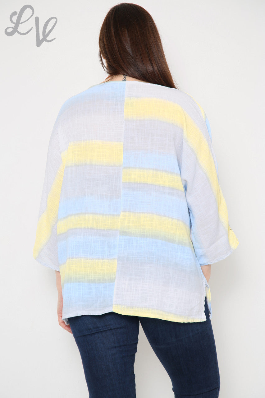 Ladies Ombre Colourful Striped Top Grey Unit Price £7.99