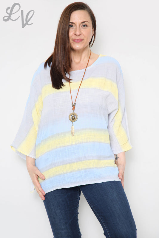 Ladies Ombre Colourful Striped Top Grey Unit Price £7.99