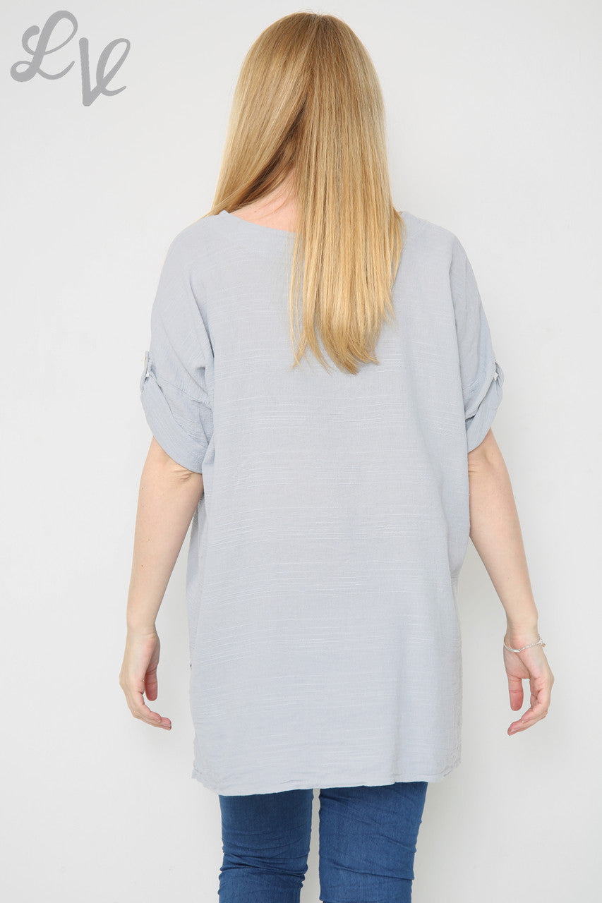 Dames Linnen Top met Zakken Grijs Prijs per stuk €9,99