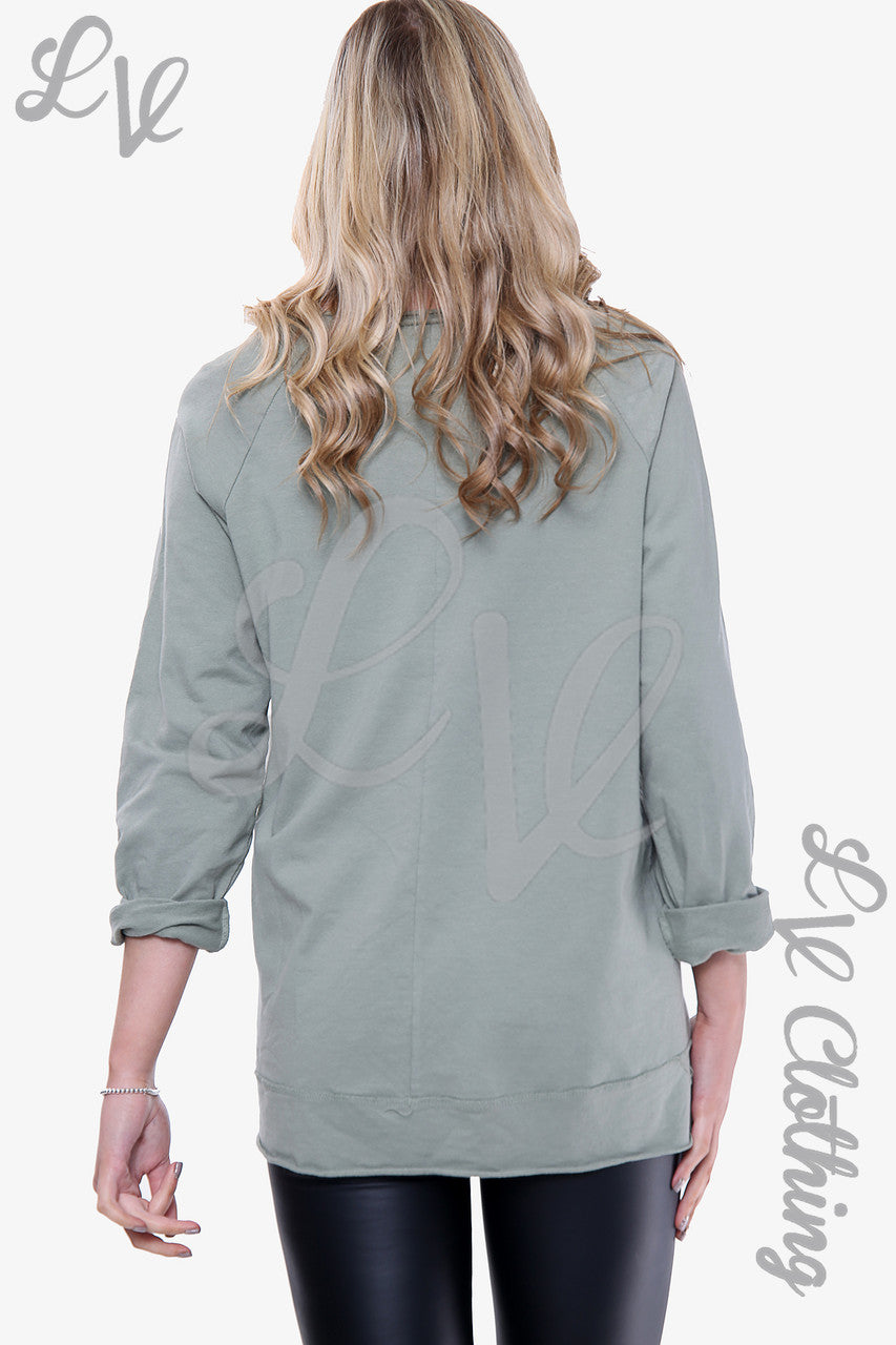 Ladies 'Love yourself' Graphic Top Khaki Unit Price WAS £11.99 NOW £5.99