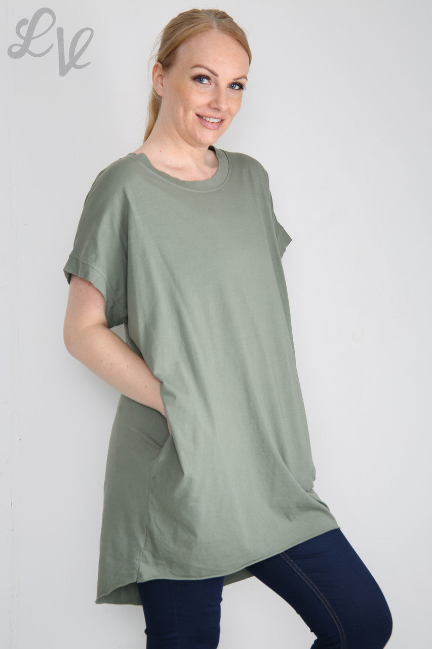 Dames Effen Eenvoudige Tuniek Top Kaki Prijs per eenheid €7,99