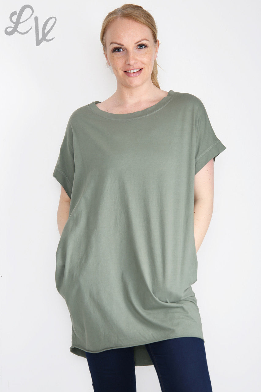 Dames Effen Eenvoudige Tuniek Top Kaki Prijs per eenheid €7,99