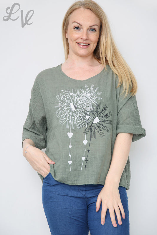 Ladies Dandelion Heart Top Khaki Unit Price £7.99