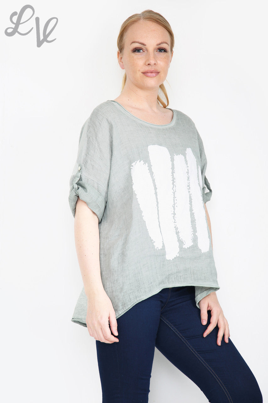 Ladies Paint Stripe Top Khaki Unit Price £12.99