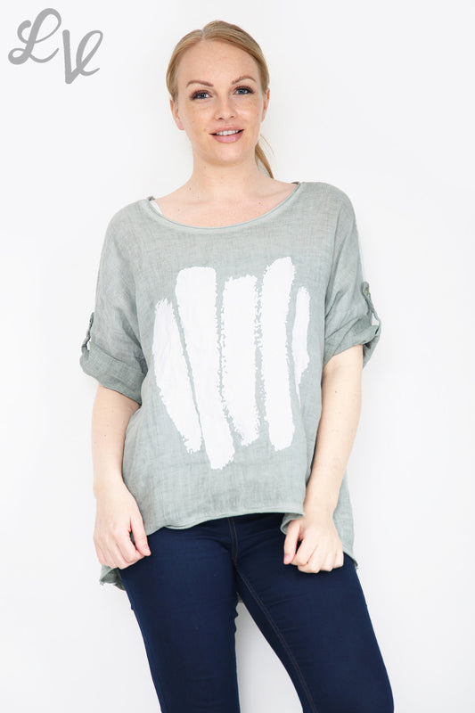 Ladies Paint Stripe Top Khaki Unit Price £12.99