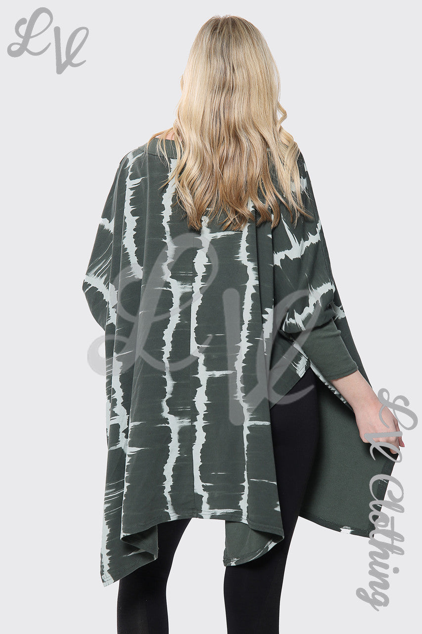 Dames Tie Dye Print Italiaanse Oversize Top Khaki Prijs per stuk £15.99