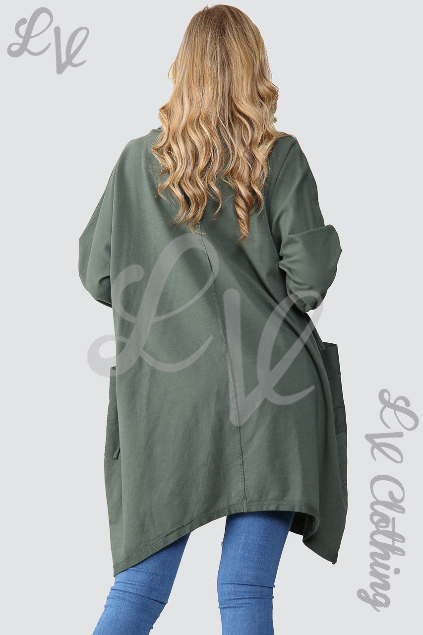 Dames Effen Coltrui Tuniek Top Khaki - Prijs per stuk €13,99