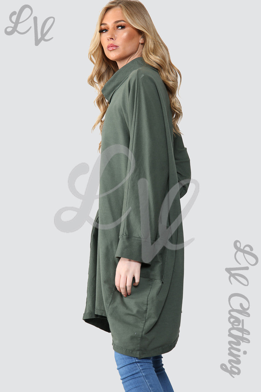 Dames Effen Coltrui Tuniek Top Khaki - Prijs per stuk €13,99