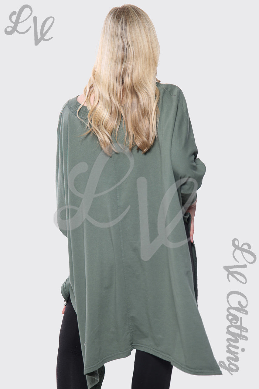 Dames Hart X Print Italiaans Baggy Top Khaki Prijs per stuk £17.99