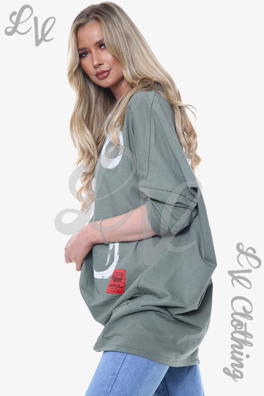 Ladies Paintbrush Shapes Print Sweatshirt Top Khaki Unit Price £13.99