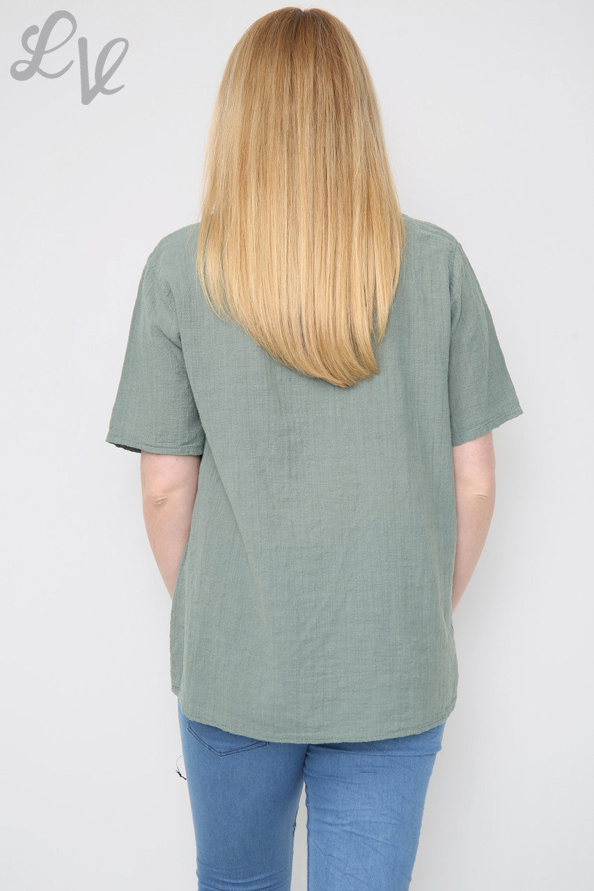 Dames ster pailletten top kaki Eenheidsprijs £8.99
