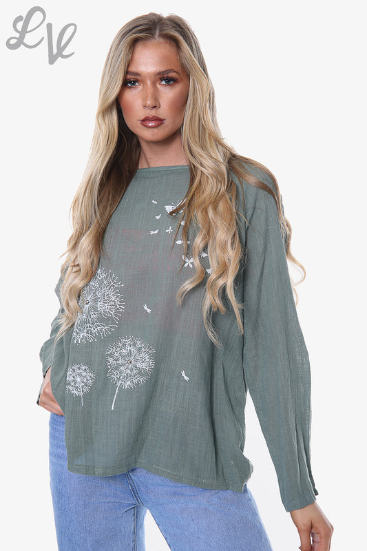 Ladies Dandelion Long Sleeve Top Khaki Unit Price £10.99