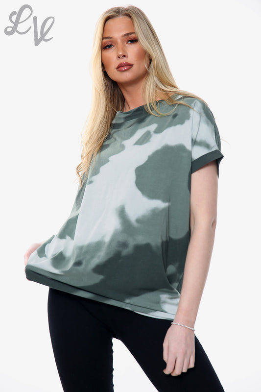 Ladies Watercolour Print Top Khaki Unit Price £8.99