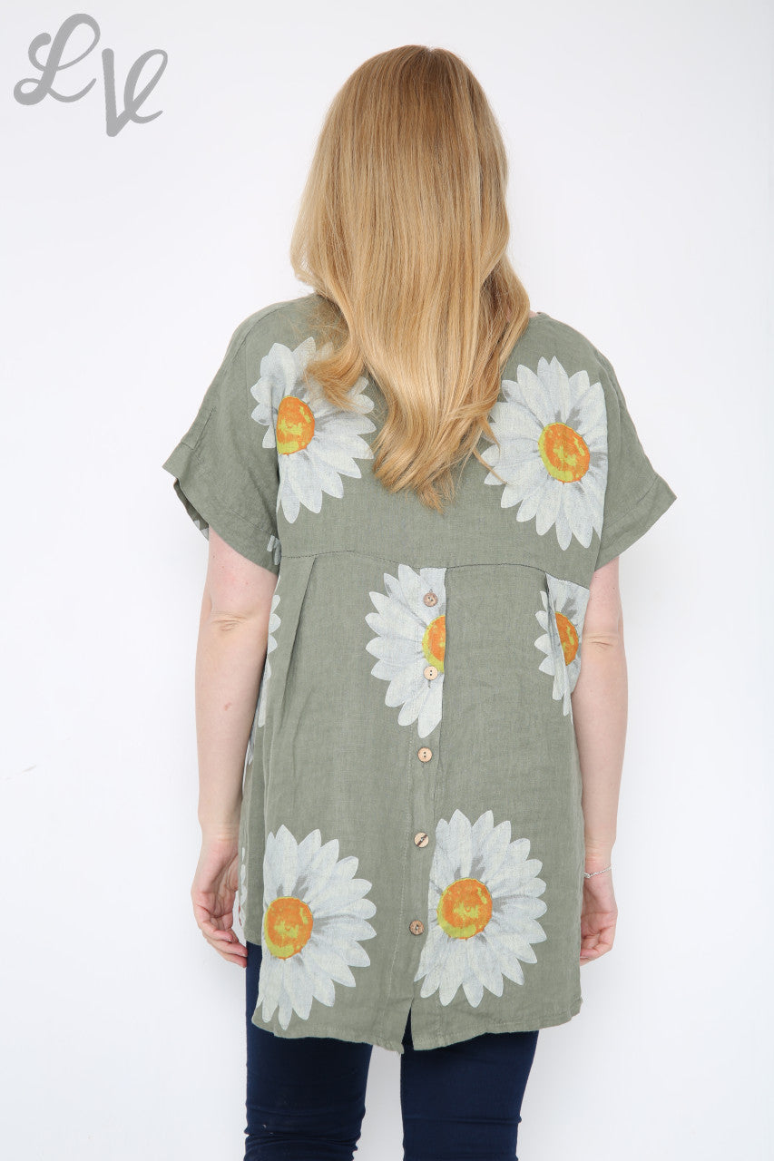 Dames Daisy Top met Knoopsluiting Achter Khaki Prijs per eenheid € 10,99