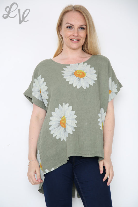 Ladies Daisy Button Back Top Khaki Unit Price £10.99