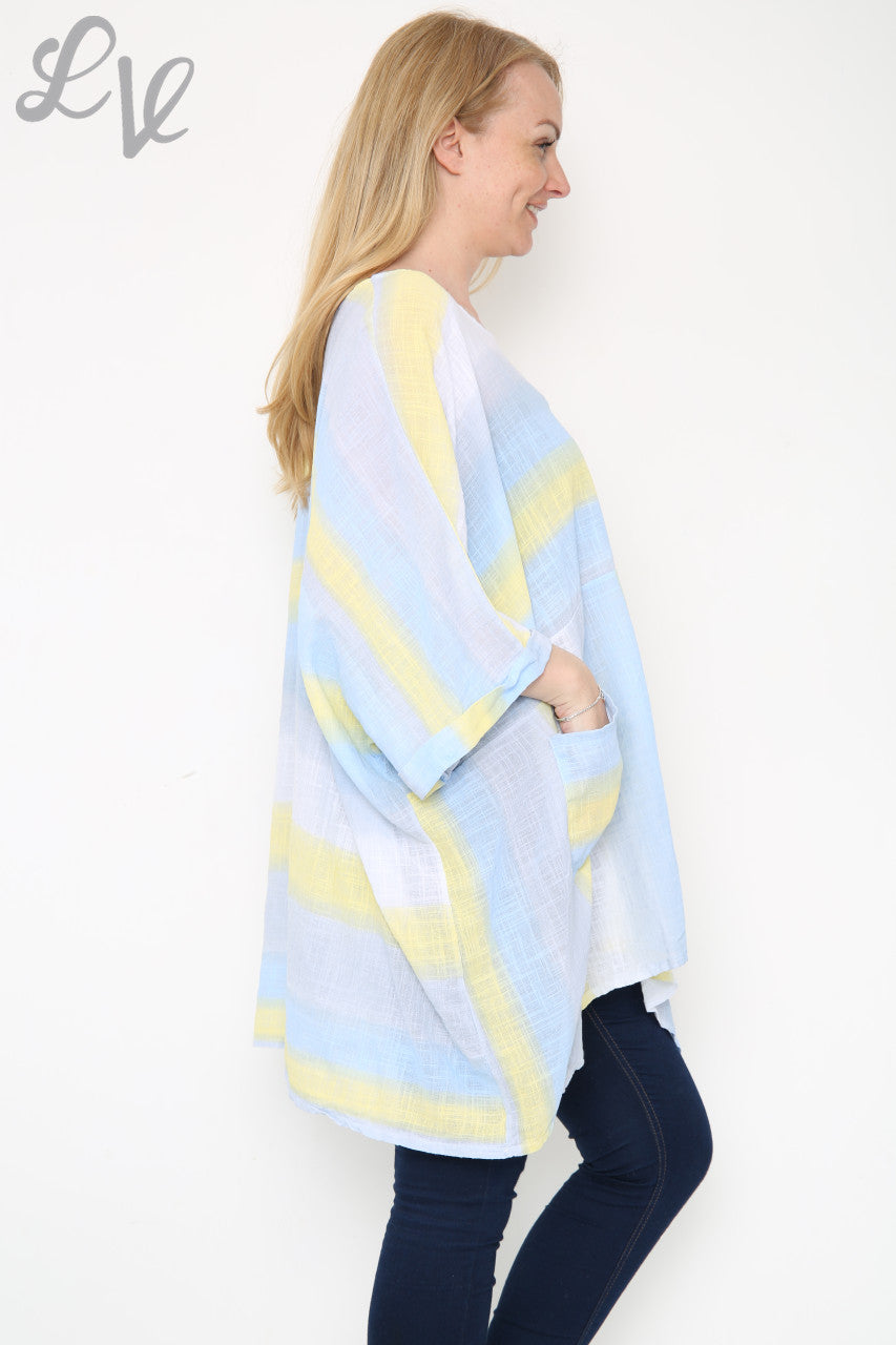 Dames Ombre Kleurrijke Batwing Top Lichtblauw Stukprijs € 10,99